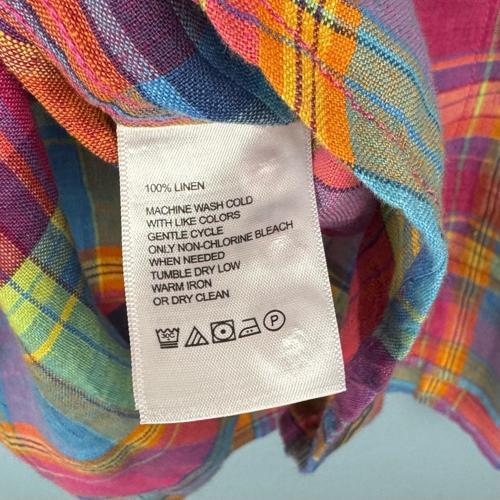 Tommy‎ Bahama Mens XXXL Colorful Plaid Linen Long Sleeve Button Up Shirt Coastal - Picture 4 of 8